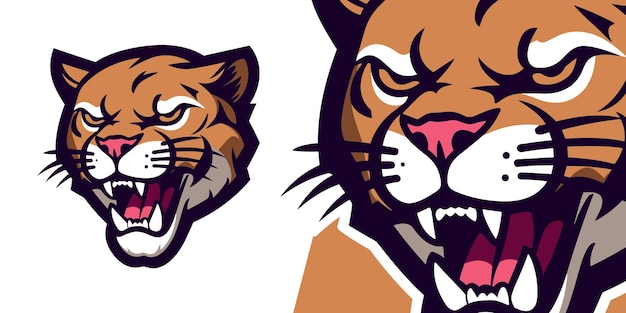 Sleek minimalistisch Cougar-logo boeiende vectorillustratie voor sport- en esportteam