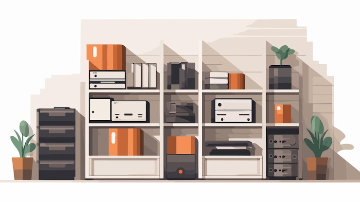 Vector sleek monochromatic storage vector illustration