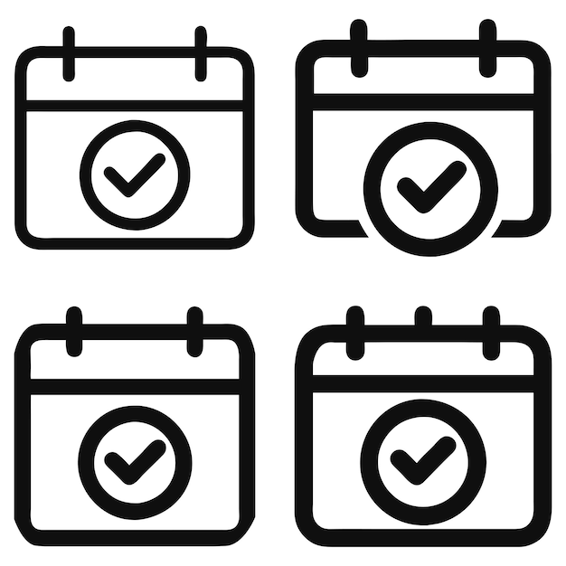 スレックな丸いカレンダー チェックマーク ミニマリスト UI アイコンセット