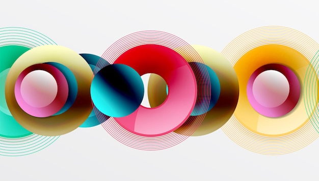 Sleek vector design with overlapping circles in vibrant colors and smooth gradients dynamic