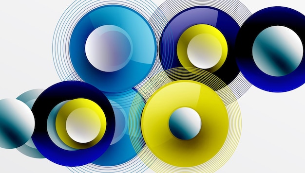 Sleek vector design with overlapping circles in vibrant colors and smooth gradients dynamic