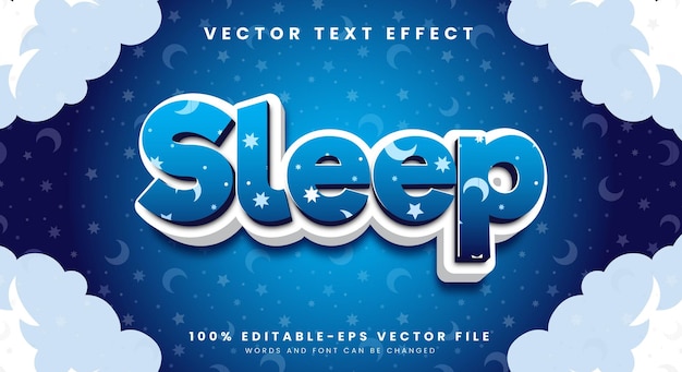 Vector sleep 3d editable text effect template with cartoon style