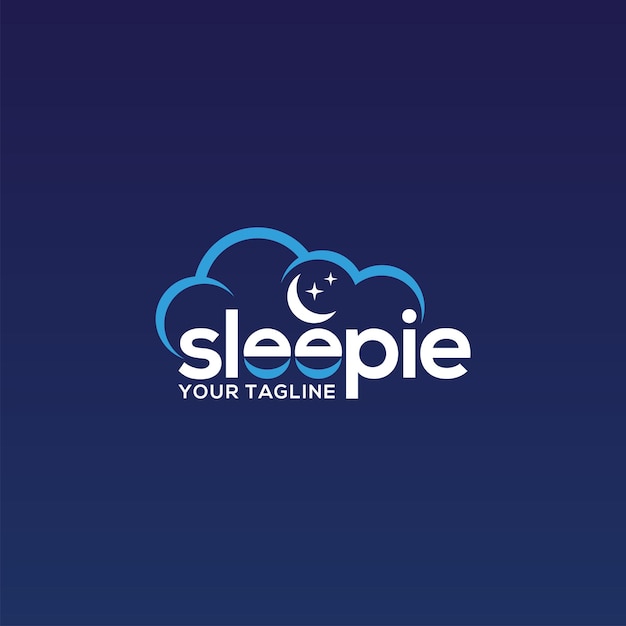 Шаблон логотипа сна и облака со стилем словесного знака
