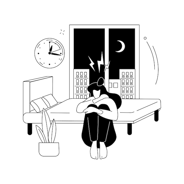 Illustrazione vettoriale del concetto astratto del disturbo del comportamento del sonno diagnostica del disturbo del sonno comportamento del sonno problema rem trattamento del disturbo movimento rapido degli occhi sintomo metafora astratta