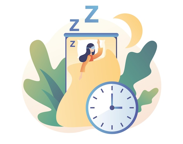 Controllo del sonno tempo del sonno sogni d'oro buona salute e lavoro dei ritmi biologici il sonno della donna