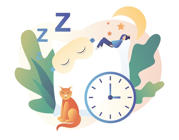 Sleep control Sweet dreams Sleep time Good health and work of biological rhythms Woman sleep