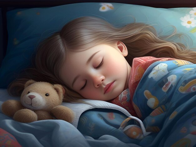 Sleep Day Cute Girl Cartoon