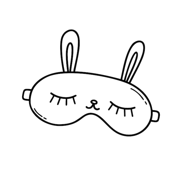 Sleep mask doodle Bunny eye mask in sketch style