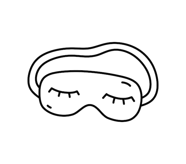Sleep mask isolated on white background hand drawn illustration in doodle style