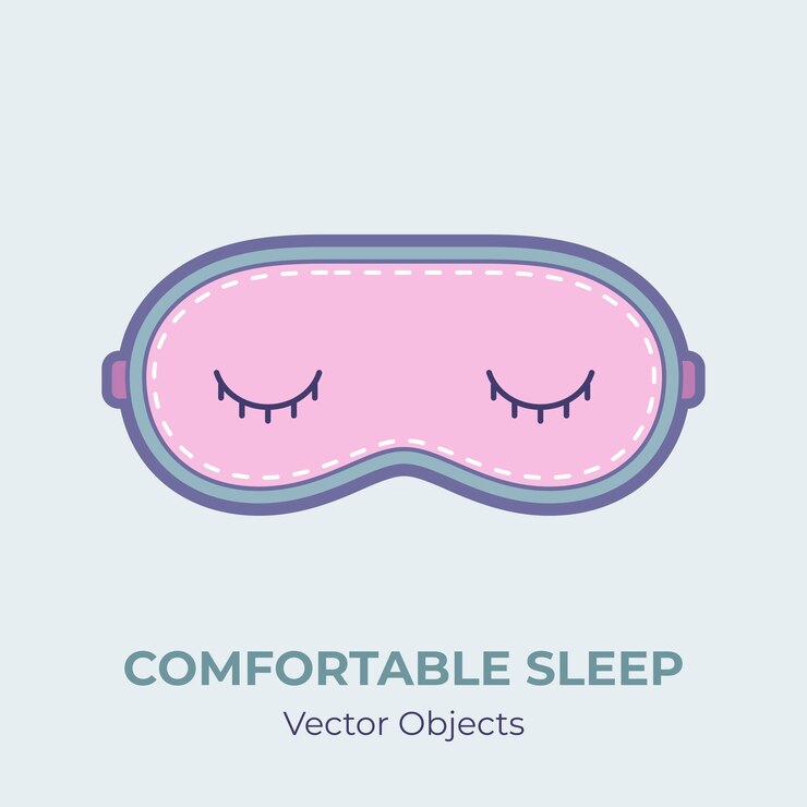Vector sleep mask vector isolated. comfortable sleep illustration item vector, good sleep. good night cartoon mask concept against sleep disorder insomnia depression. self helping illustration eye pink mask