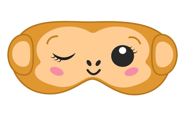 Sleep mask with baby monkey face Vector illustration