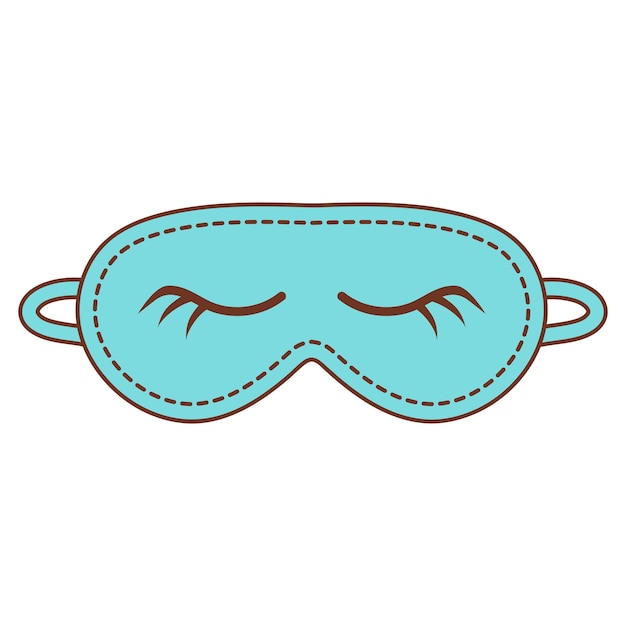 Vector sleep mask with eyelashes sleeping night eye relax accessory color doodle icon