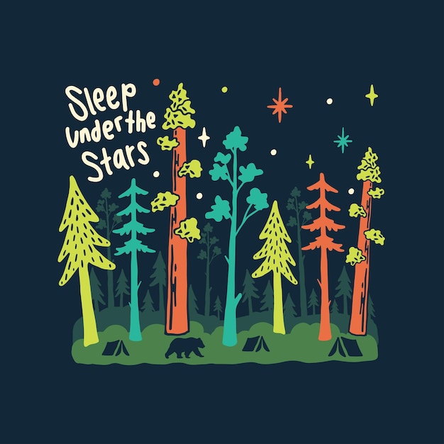 Vector sleep under the stars illustration