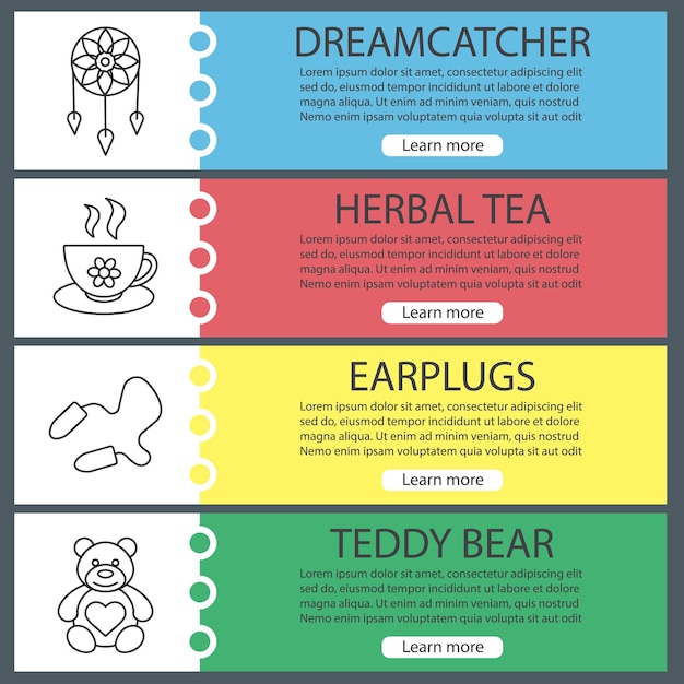 Vector sleeping accessories web banner templates set