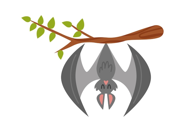 Sleeping bat on tree Vector illustration