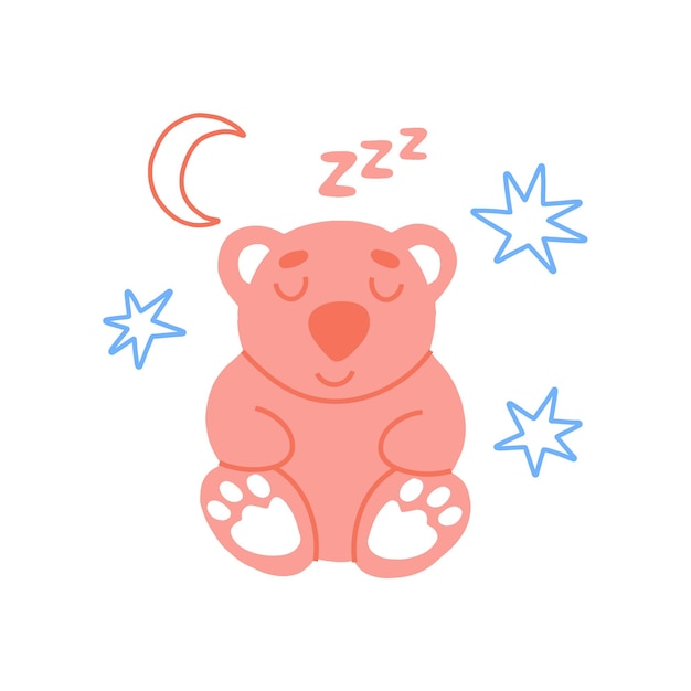 眠っているクマの赤ちゃん動物キャラクター