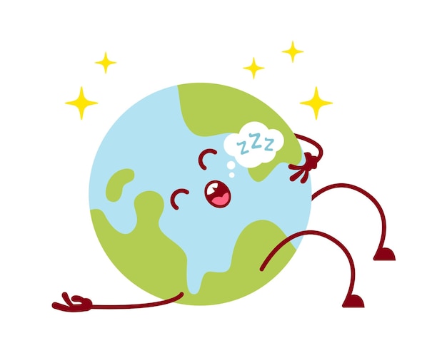 sleeping cartoon earth character vector illustration