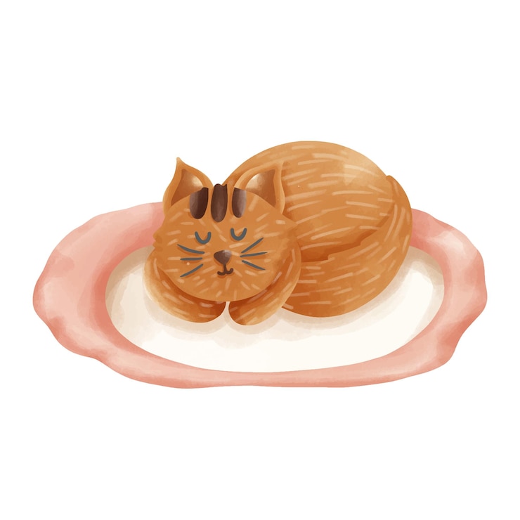 Vector 잠자는 고양이 케이크