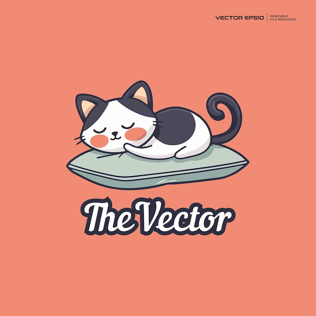 sleeping cat vector logo character cartoon illustration eps10