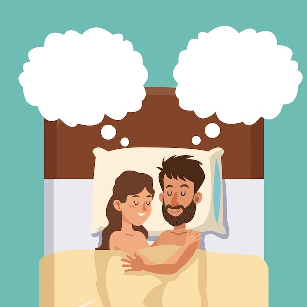 Vector sleeping couple in bed