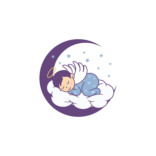 Sleeping Cute Baby Logo Designs Template