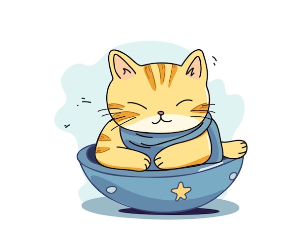 Sleeping cute cat vector illustration