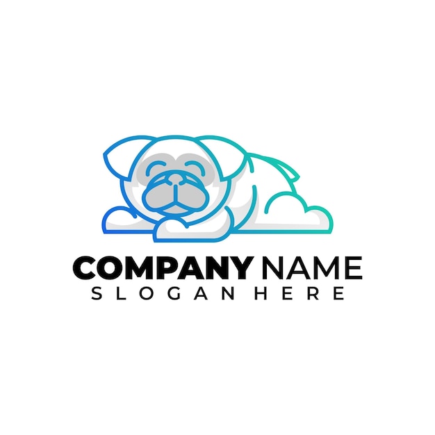 Vector sleeping dog line art modern logo