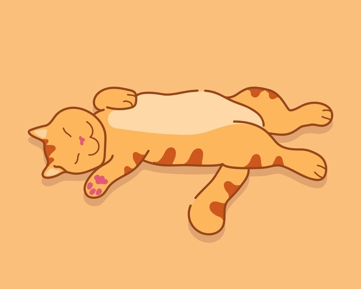 Vector sleeping ginger cat in a relaxed position