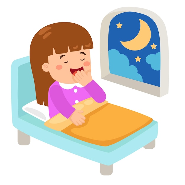 Vector sleeping kid girl vector illustration