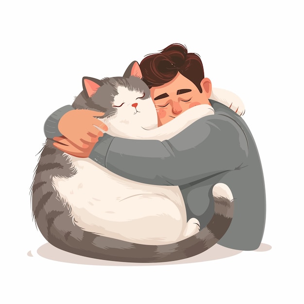 ベクトル sleeping_man_hugs_large_cat_toy_pillow