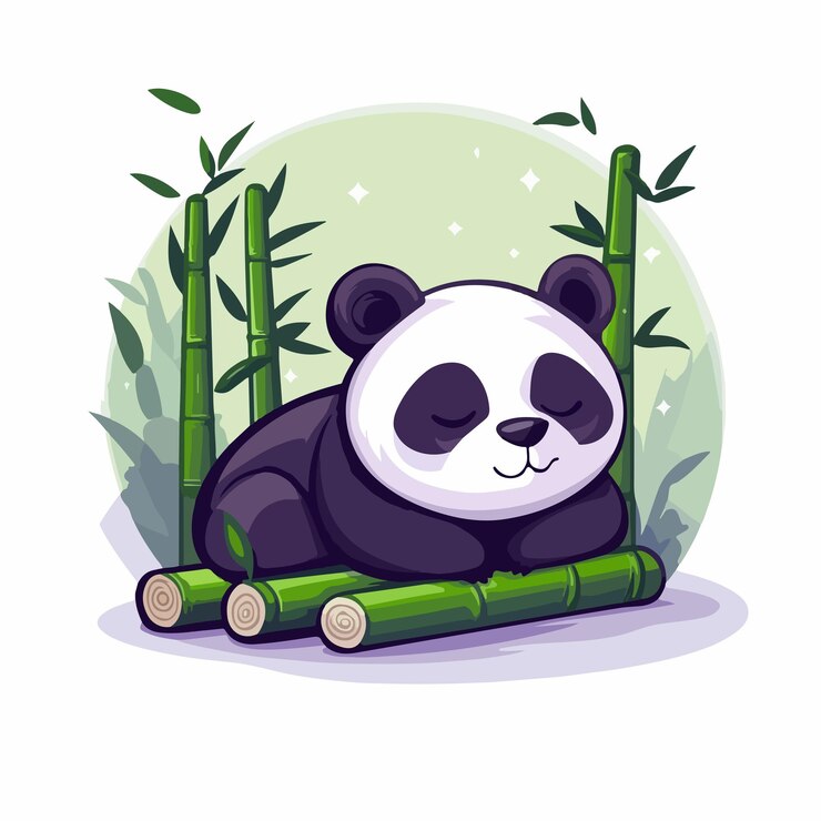 Vector sleeping panda bamboo vector icon illustration