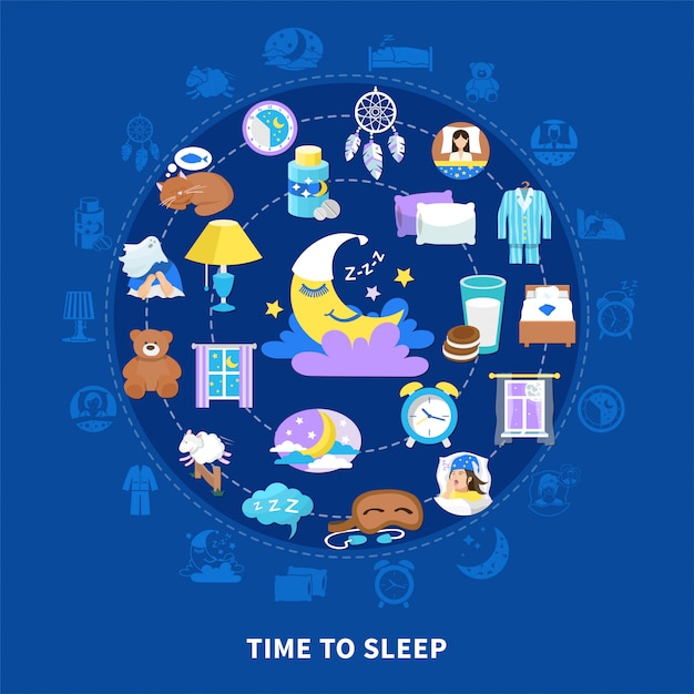 Vector sleeping time flat circle composition