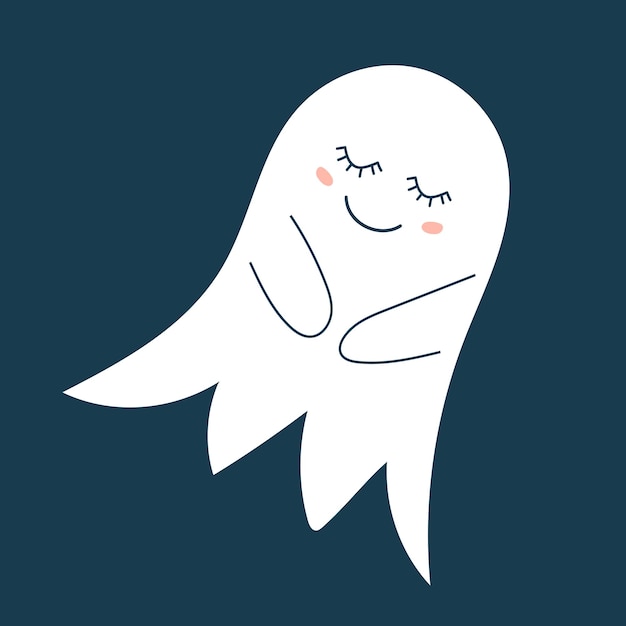 Vector sleeping white ghost cartoon vector