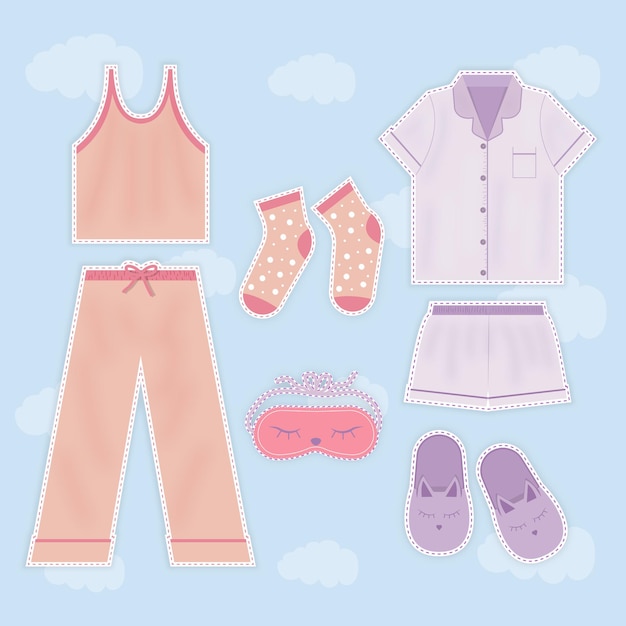 Vector sleepwear set for women