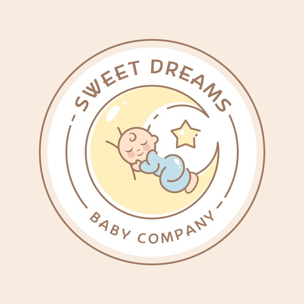 Sleepy baby logo template