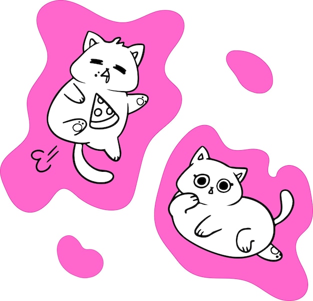 Спящая милая кошка рисует иллюстрацию