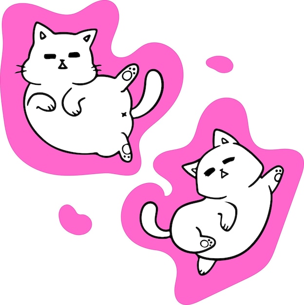 Спящая милая кошка рисует иллюстрацию