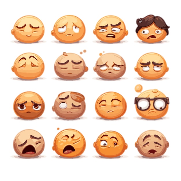 Sleepy faces emojis vector op witte achtergrond