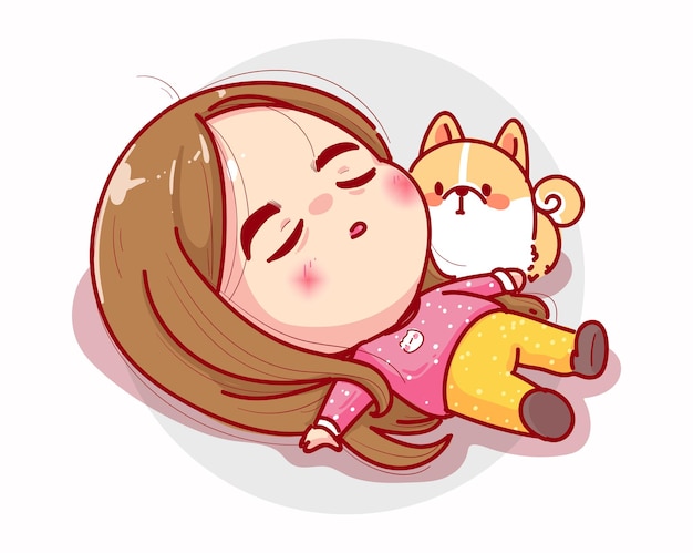 Sleepy girl resting and relax character design