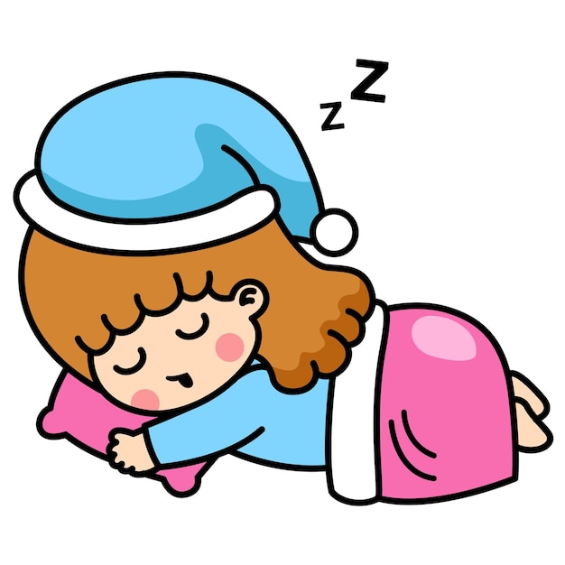 Sleepy kid girl vector illustration