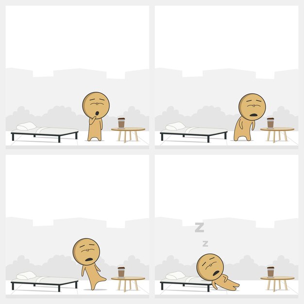 Vector sleepy man and bed