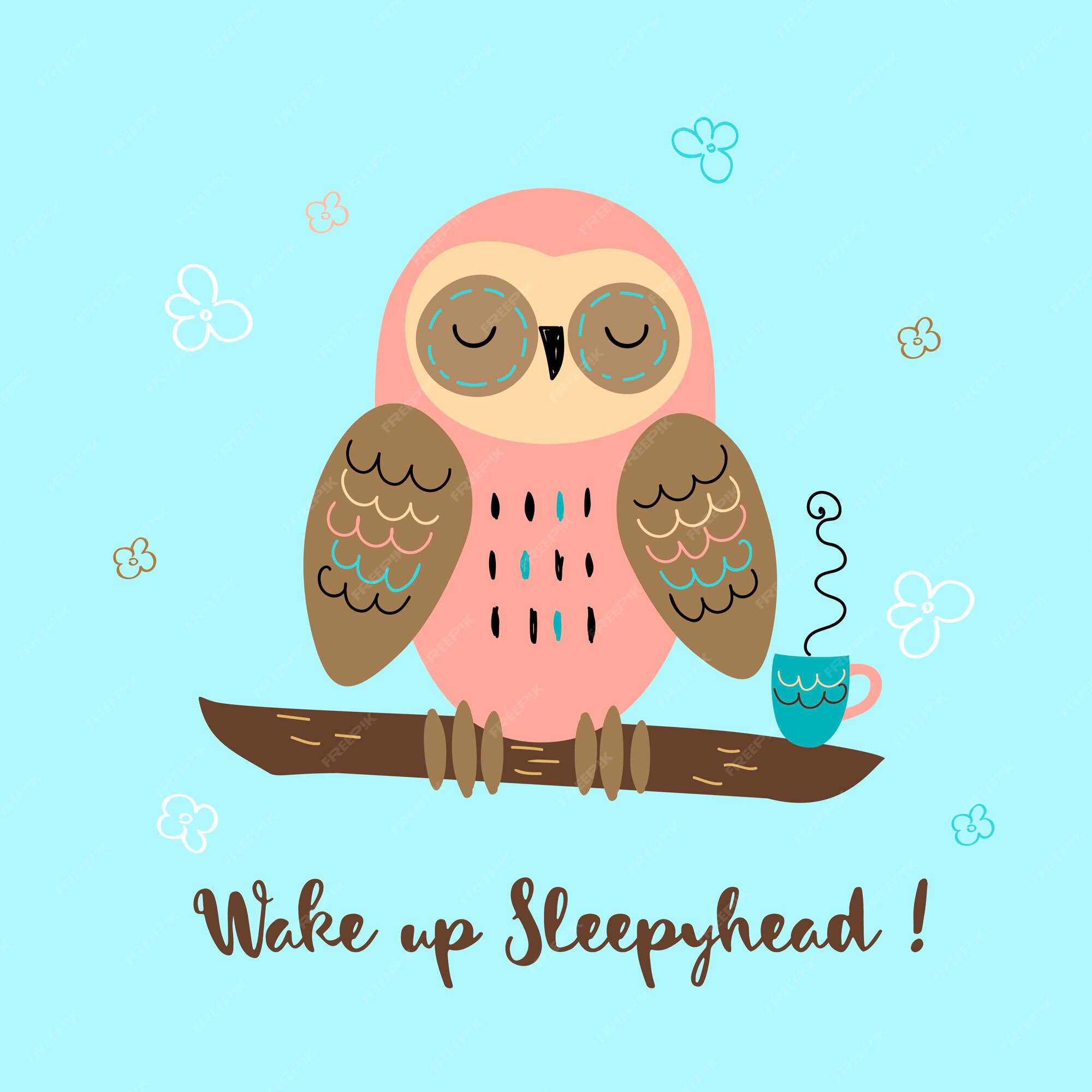 Premium Vector | A sleepy owl in a cute style