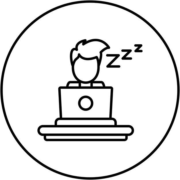 スリーピー・ワーカーのアイコン・ベクトル画像は,Work from Homeに使用できます.