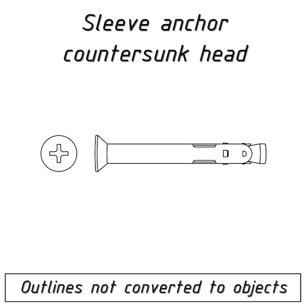 Sleeve anchor countersunk head outline blueprint