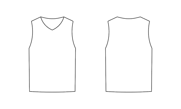 Sleeveless tshirt outline front and back view template