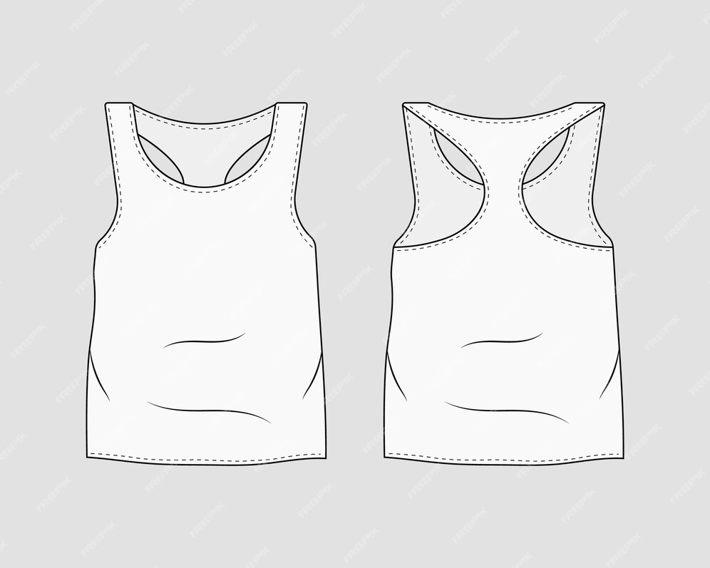 Premium Vector | Sleeveless white tshirt template front and back view