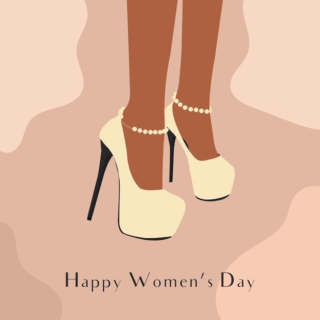 Slender female legs in luxury high heel shoes on an abstract background in natural shades