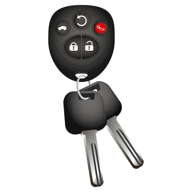 Vector sleutelhanger met startonderbreker en een paar contactsleutels voor auto's