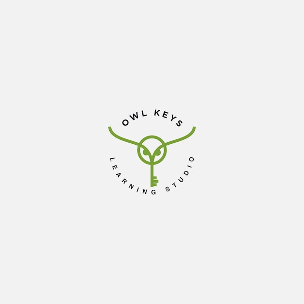 Sleutels en uil eenvoudig logo design minimalistisch