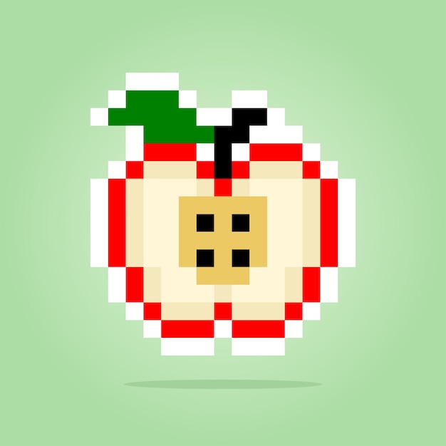 A slice of apple pixels vector illustration of 8 bit game assets